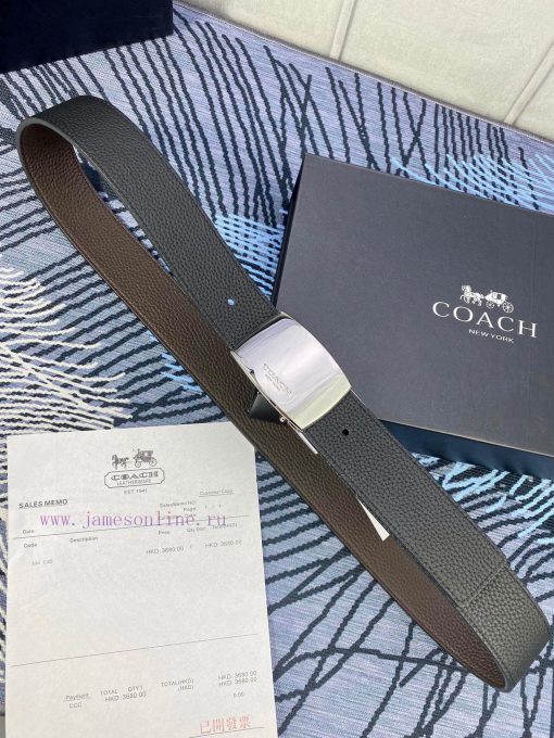 Width 3.7cm COACH double-sided lychee pattern belt with self cutting length. Made of top-qua r1t9nkcq - Image 6