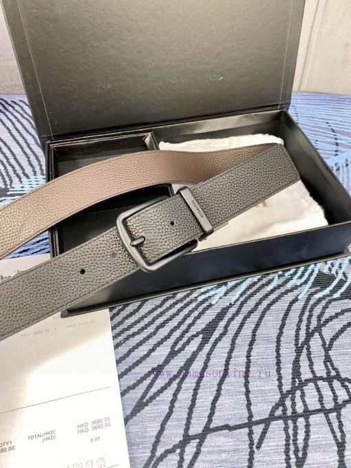 Width 3.7cm COACH double-sided lychee pattern belt with self cutting length. Made of top-qua x9xbgrcn - Image 5