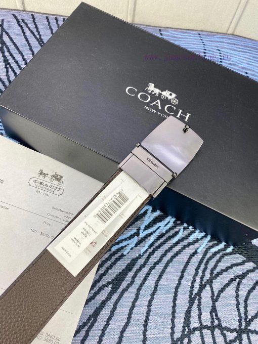 Width 3.7cm COACH double-sided lychee pattern belt with self cutting length. Made of top-qua edegm3f5 - Image 10