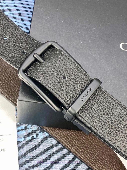 Width 3.7cm COACH double-sided lychee pattern belt with self cutting length. Made of top-qua x9xbgrcn - Image 9