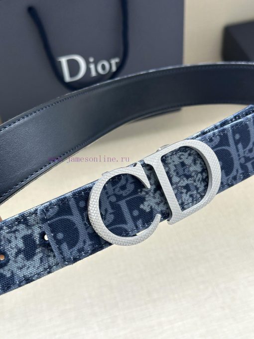 Width 3.5cm. This double-sided belt is made of 35mm blue denim fabric with smooth cowhide Ob fzjqy8cs - Image 3