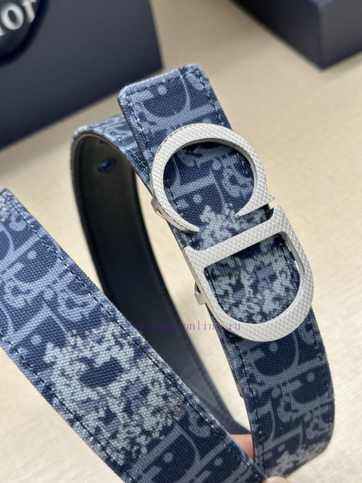 Width 3.5cm. This double-sided belt is made of 35mm blue denim fabric with smooth cowhide Ob fzjqy8cs - Image 4