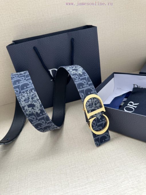 Width 3.5cm. This double-sided belt is made of 35mm blue denim fabric with smooth cowhide Ob fzjqy8cs - Image 5