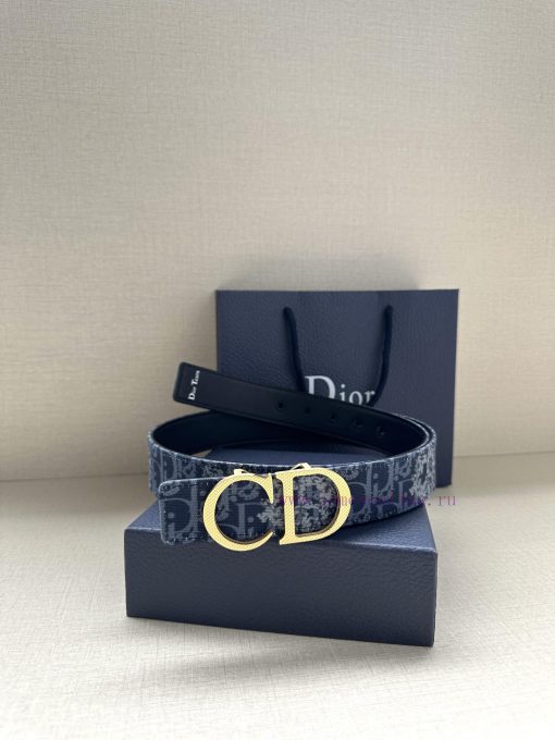 Width 3.5cm. This double-sided belt is made of 35mm blue denim fabric with smooth cowhide Ob fzjqy8cs - Image 6