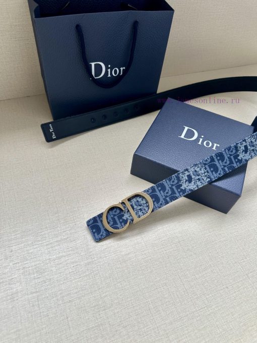 Width 3.5cm. This double-sided belt is made of 35mm blue denim fabric with smooth cowhide Ob fzjqy8cs - Image 7