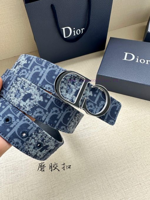 Width 3.5cm. This double-sided belt is made of 35mm blue denim fabric and smooth cowhide wit 4m6ril3u - Image 10