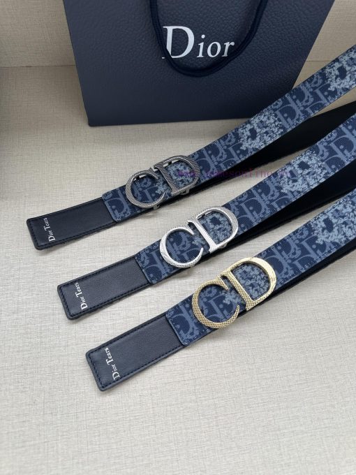 Width 3.5cm. This double-sided belt is made of 35mm blue denim fabric with smooth cowhide Ob fzjqy8cs - Image 11