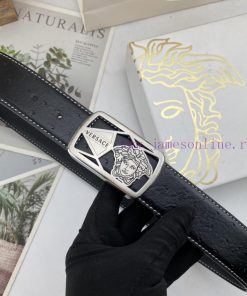 Versace men's floral leather waist belt 38mm can be used on both sides with stitching and a tqdxhxjg