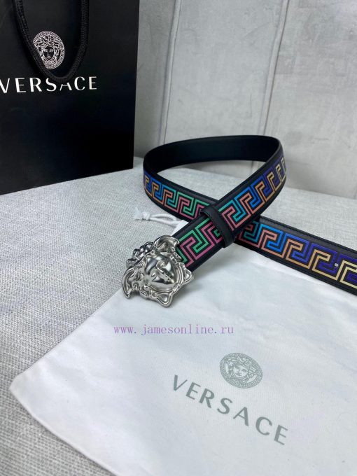 Width 4.0 cm Versace This classic Versace belt is made of soft calf leather, adorned with La l25yyrli - Image 6