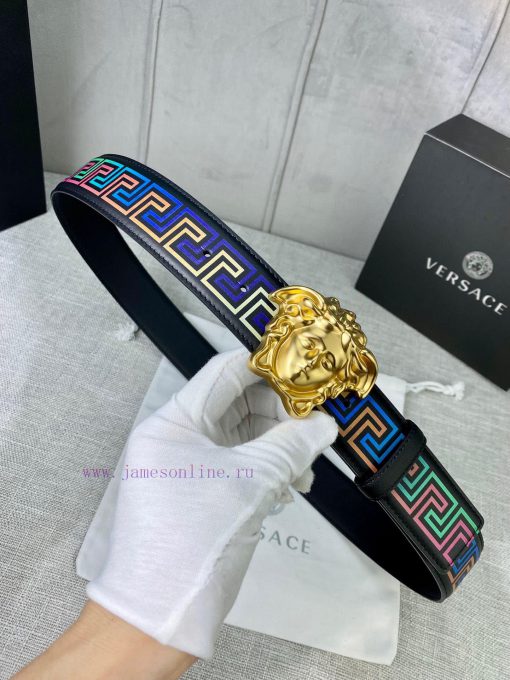 Width 4.0 cm Versace This classic Versace belt is made of soft calf leather, adorned with La l25yyrli - Image 7