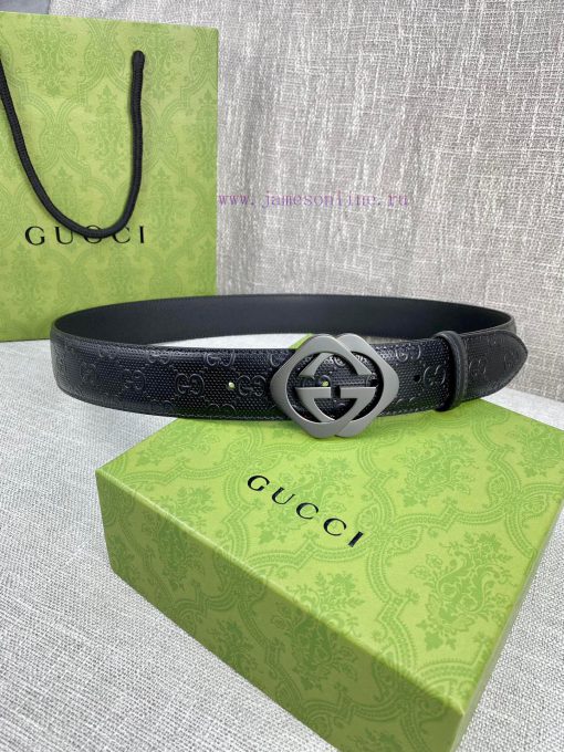 Width of 4.0cm, paired with the original belt buckle, the belt is crafted from Gucci Signatu abncgexl - Image 6