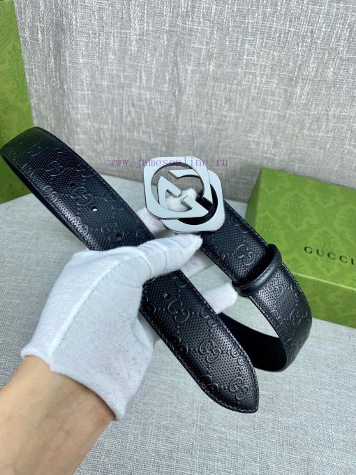 Width of 4.0cm, paired with the original belt buckle, the belt is crafted from Gucci Signatu abncgexl - Image 9