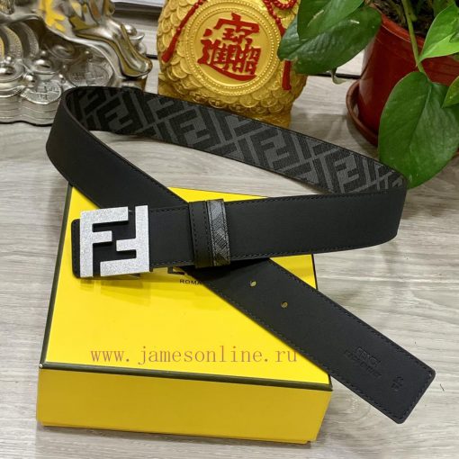FENDI style with width of 4.0CM, double ring front and back waist belt, FF nail buckle, dual 19i07v1n - Image 2