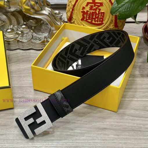 FENDI style with width of 4.0CM, double ring front and back waist belt, FF nail buckle, dual 19i07v1n - Image 5