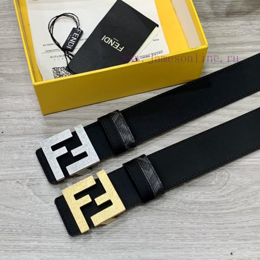 FENDI style with width of 4.0CM, double ring front and back waist belt, FF nail buckle, dual 19i07v1n - Image 10