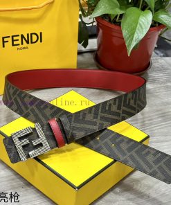 FENDI style with width of 4.0CM, double ring front and back waist belt, FF nail buckle, red t8j4dhxh