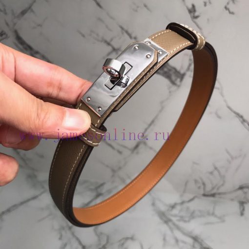 Herm è s Women's Belt with Small Leather Plated Palladium Buckle 1.8cm Width H069853CKR2 H B bmdsawl9