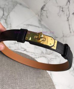 Herm è s Women's Belt with Small Leather Plated Palladium Buckle 1.8cm Width H069853CKR2 H B znhxtlnl