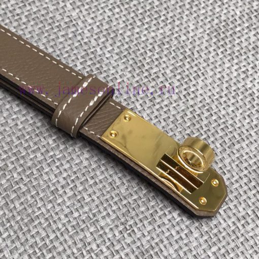 Herm è s Women's Belt with Small Leather Plated Palladium Buckle 1.8cm Width H069853CKR2 H B vlouvhyn - Image 5
