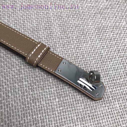 Herm è s Women's Belt with Small Leather Plated Palladium Buckle 1.8cm Width H069853CKR2 H B bmdsawl9 - Image 4