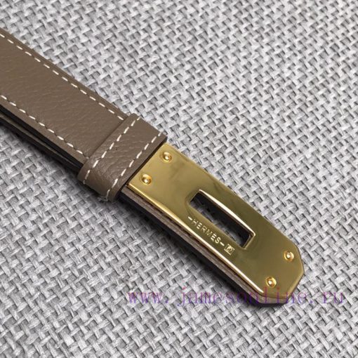 Herm è s Women's Belt with Small Leather Plated Palladium Buckle 1.8cm Width H069853CKR2 H B vlouvhyn - Image 6