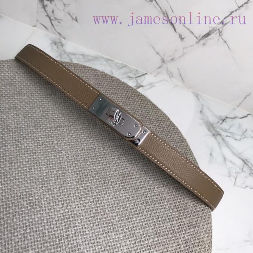 Herm è s Women's Belt with Small Leather Plated Palladium Buckle 1.8cm Width H069853CKR2 H B bmdsawl9 - Image 5