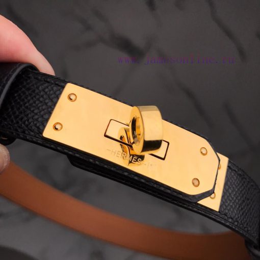 Herm è s Women's Belt with Small Leather Plated Palladium Buckle 1.8cm Width H069853CKR2 H B znhxtlnl - Image 3