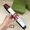 Width 4.0cm GUCCI classic canvas woven belt with woven leather edges and double G-buckles, p nhnlq2js