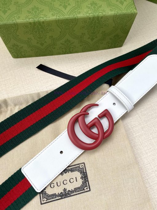 Width 4.0cm GUCCI classic canvas woven belt with woven leather edges and double G-buckles, p nhnlq2js - Image 3