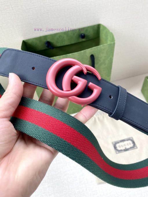 Width 4.0cm GUCCI classic canvas woven belt with woven leather edges and double G-buckles, p 8uydioqj - Image 3