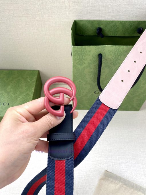 Width 4.0cm GUCCI classic canvas woven belt with woven leather edges and double G-buckles, p mzv7va9i - Image 7