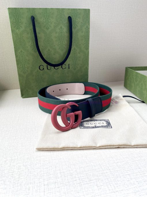 Width 4.0cm GUCCI classic canvas woven belt with woven leather edges and double G-buckles, p 8uydioqj - Image 7