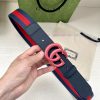 Width 4.0cm GUCCI classic canvas woven belt with woven leather edges and double G-buckles, p i3xseme7