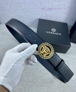 The 3D hollowed out Medusa on the buckle of the Versace head logo waistband with a width of h0xn7bsi