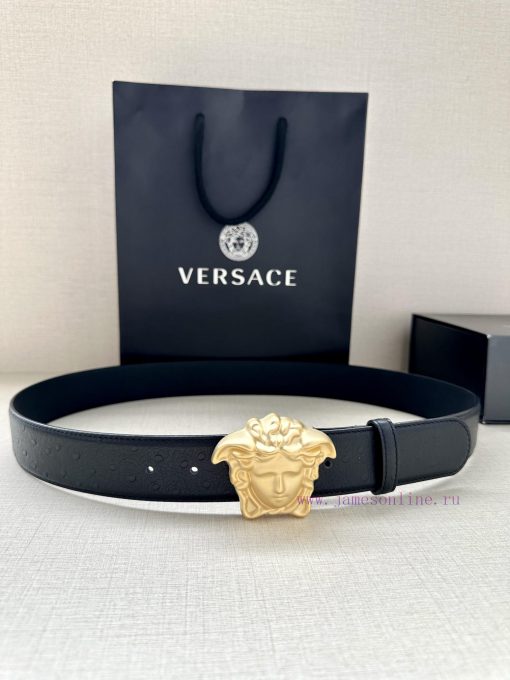 Width 4.0cm Versace. The buckle of this Versace belt is adorned with the iconic matte buckle y6x8temz - Image 6