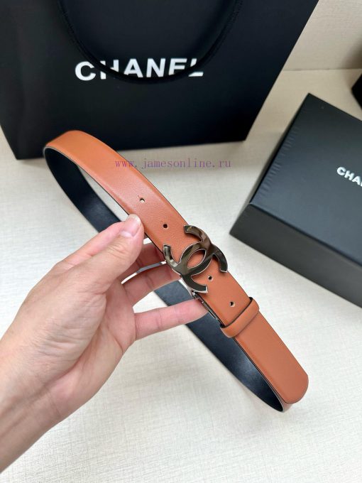 Width 3.0cm CHANEL Rotating Double C Calfskin and Silver Gun Gold Metal Belt Multi Color Wom o94j9des - Image 2