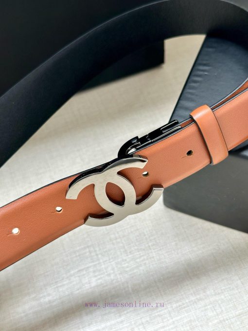 Width 3.0cm CHANEL Rotating Double C Calfskin and Silver Gun Gold Metal Belt Multi Color Wom o94j9des - Image 3