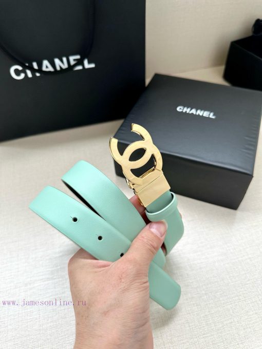 Width 3.0cm CHANEL Rotating Double C Calfskin and Silver Gun Gold Metal Belt Multi Color Wom u6mph47i - Image 4