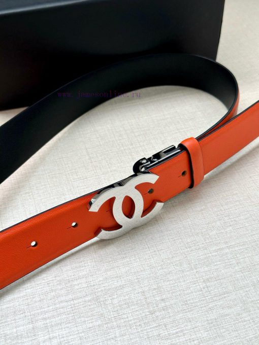 Width 3.0cm CHANEL Rotating Double C Calfskin and Silver Gun Gold Metal Belt Multi Color Wom 6p6pn786 - Image 3