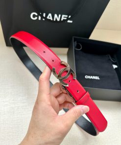 Width 3.0cm CHANEL Rotating Double C Calfskin and Silver Gun Gold Metal Belt Multi Color Wom chli8mnv