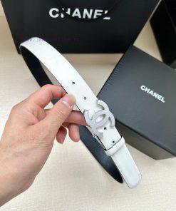 Width 3.0cm CHANEL Rotating Double C Calfskin and Silver Gun Gold Metal Belt Multi Color Wom 0xi7y0hx
