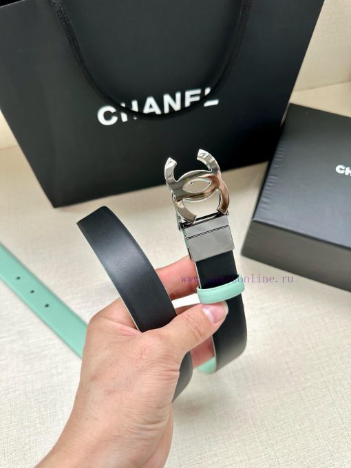 Width 3.0cm CHANEL Rotating Double C Calfskin and Silver Gun Gold Metal Belt Multi Color Wom u6mph47i - Image 5