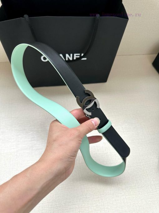Width 3.0cm CHANEL Rotating Double C Calfskin and Silver Gun Gold Metal Belt Multi Color Wom u6mph47i - Image 7