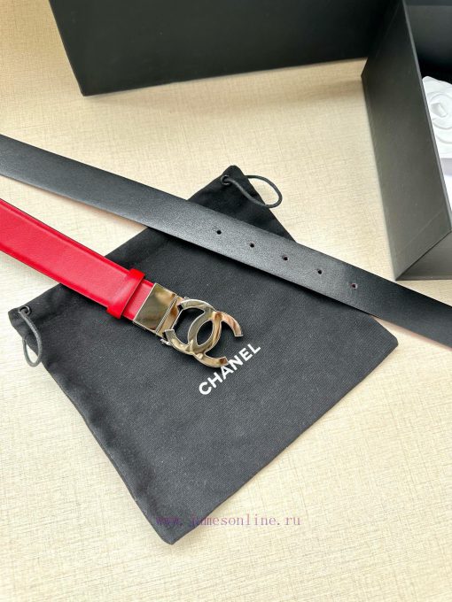 Width 3.0cm CHANEL Rotating Double C Calfskin and Silver Gun Gold Metal Belt Multi Color Wom chli8mnv - Image 4