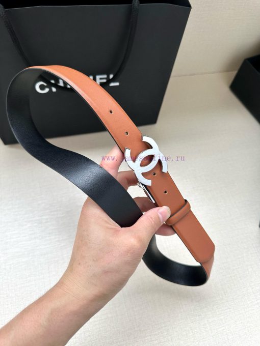 Width 3.0cm CHANEL Rotating Double C Calfskin and Silver Gun Gold Metal Belt Multi Color Wom o94j9des - Image 7