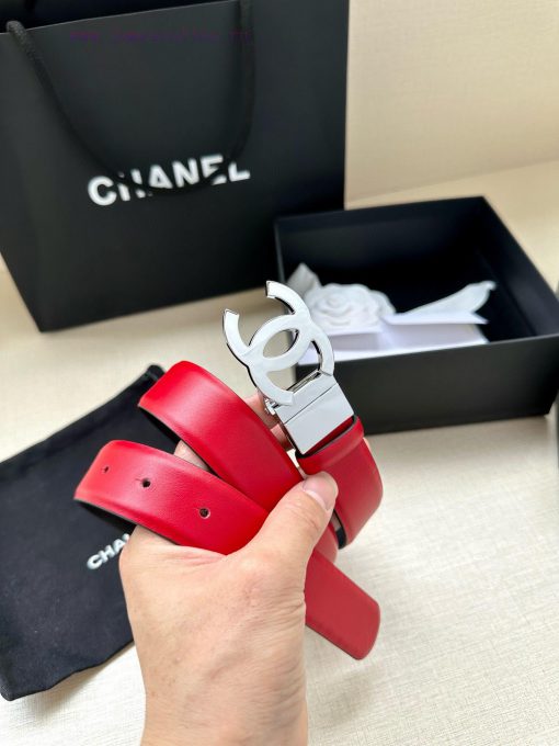 Width 3.0cm CHANEL Rotating Double C Calfskin and Silver Gun Gold Metal Belt Multi Color Wom chli8mnv - Image 5