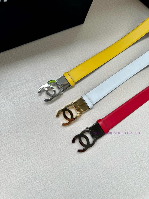 Width 3.0cm CHANEL Rotating Double C Calfskin and Silver Gun Gold Metal Belt Multi Color Wom f5mhnjq8 - Image 10