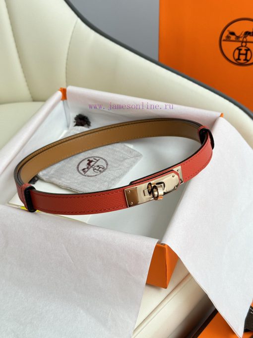 Hermes Women's BeltFull set of 1.8mm women's Kelly original imported leather K gold/platinum 8fkpcb7i - Image 2