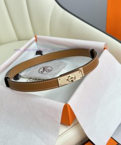 Hermes Women's BeltFull set of 1.8mm women's Kelly original imported leather K gold/platinum zpas1fkp