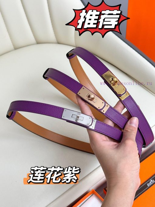 Hermes Women's BeltFull set of 1.8mm women's Kelly original imported leather K gold/platinum np8a9as8 - Image 2